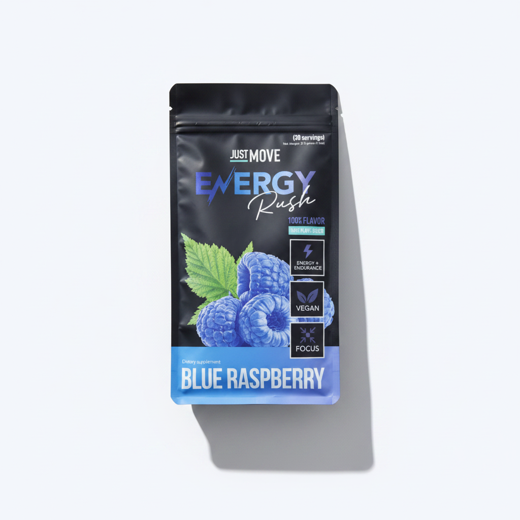 Blue Raspberry Energy Rush - White Background