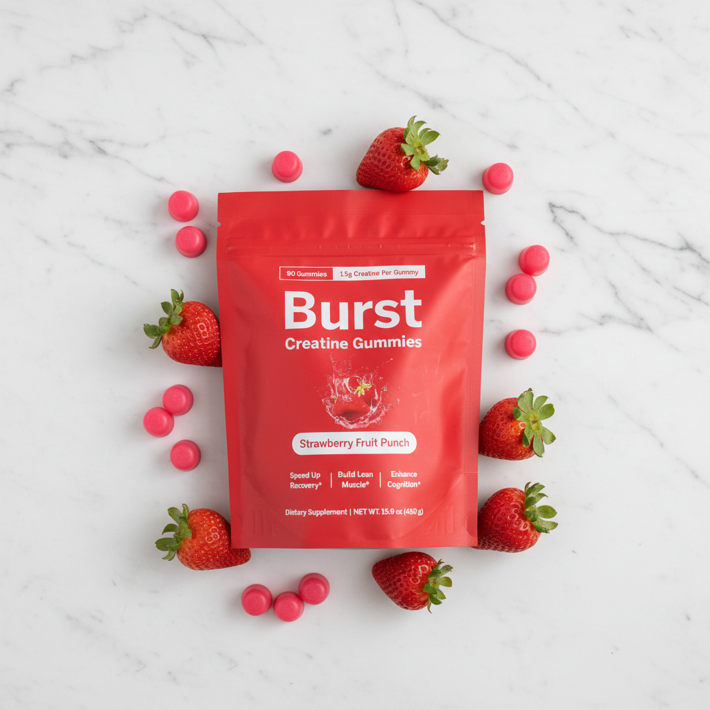Burst Creatine Gummies - Marble Flat Lay