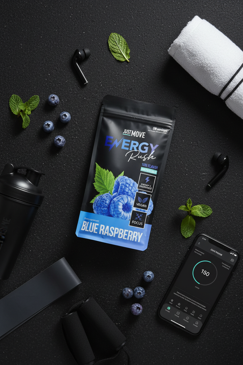 Energy Rush Blue Raspberry - Flat Lay